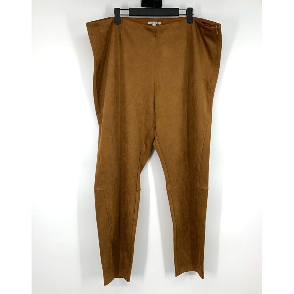 NIC+ZOE Pants Faux Suede Ankle Toffee Brown High Rise NWT